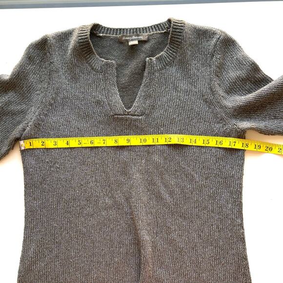 Tommy Bahama Sweater, Split Neck, Metallic, Olive Green, Tunic Length, Size L - Picture 5 of 8